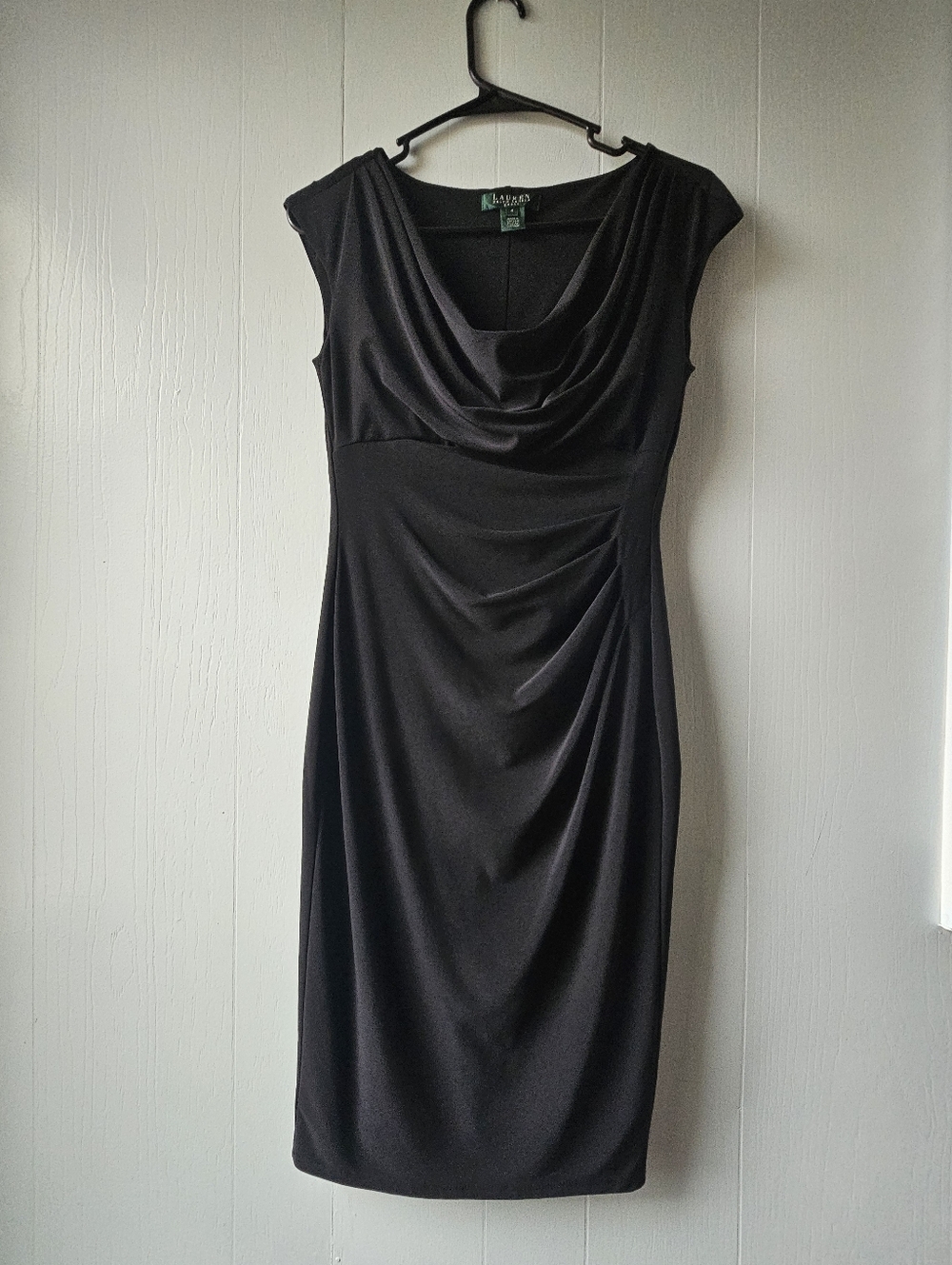 Karen Kane Black Cowl Neck Sheath Dress